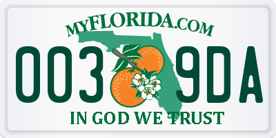 FL license plate 0039DA
