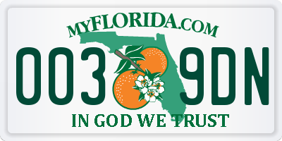 FL license plate 0039DN