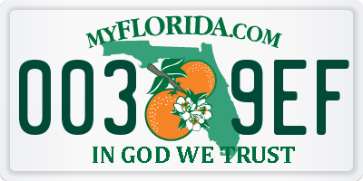 FL license plate 0039EF