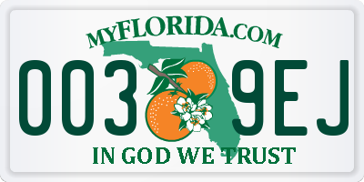FL license plate 0039EJ