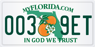 FL license plate 0039ET