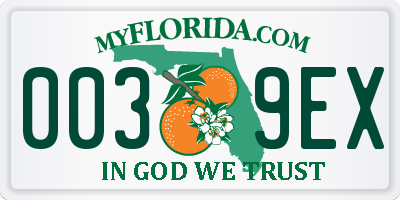 FL license plate 0039EX