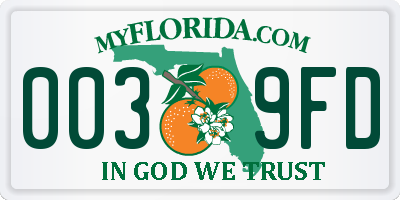 FL license plate 0039FD