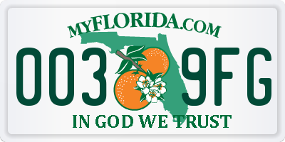FL license plate 0039FG