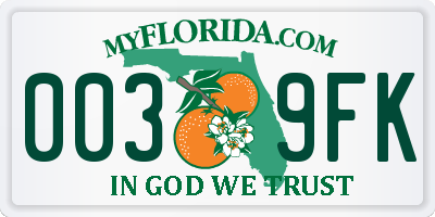 FL license plate 0039FK