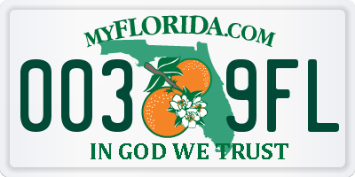 FL license plate 0039FL