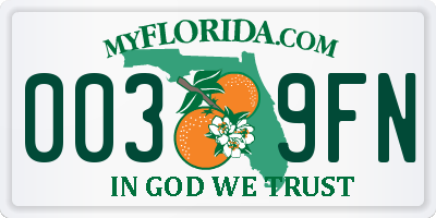 FL license plate 0039FN