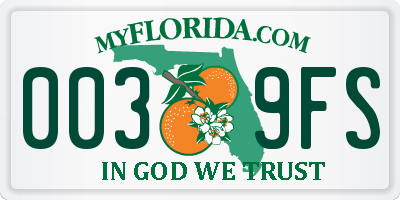 FL license plate 0039FS