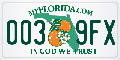 FL license plate 0039FX