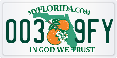 FL license plate 0039FY