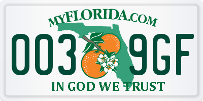 FL license plate 0039GF