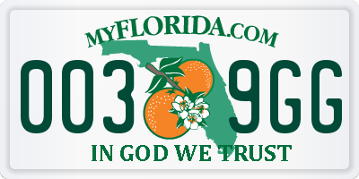 FL license plate 0039GG