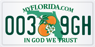 FL license plate 0039GH
