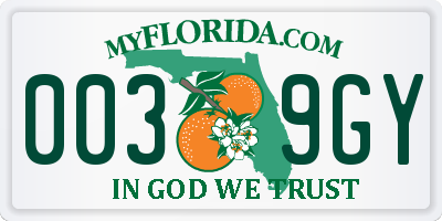 FL license plate 0039GY
