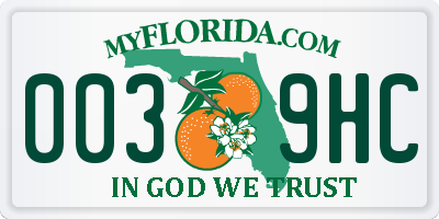 FL license plate 0039HC