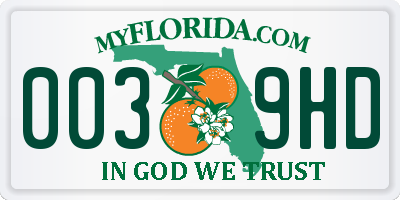 FL license plate 0039HD