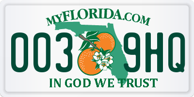 FL license plate 0039HQ
