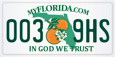 FL license plate 0039HS