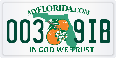 FL license plate 0039IB