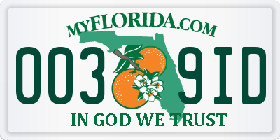 FL license plate 0039ID