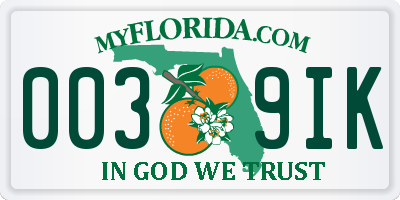 FL license plate 0039IK