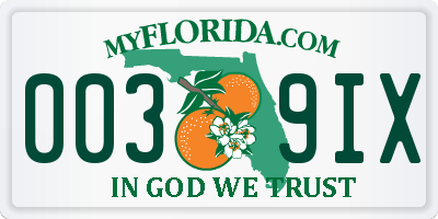 FL license plate 0039IX