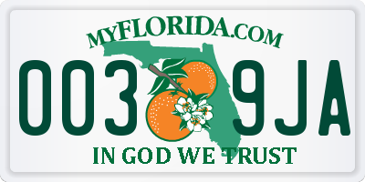 FL license plate 0039JA