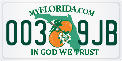 FL license plate 0039JB