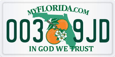 FL license plate 0039JD