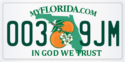 FL license plate 0039JM