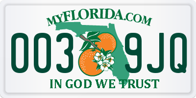 FL license plate 0039JQ
