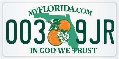 FL license plate 0039JR