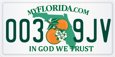 FL license plate 0039JV
