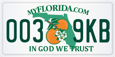 FL license plate 0039KB