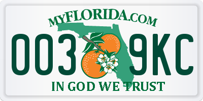 FL license plate 0039KC