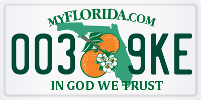 FL license plate 0039KE
