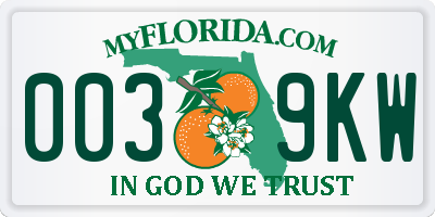 FL license plate 0039KW