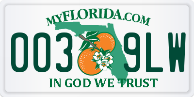 FL license plate 0039LW