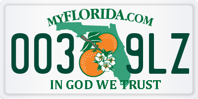FL license plate 0039LZ