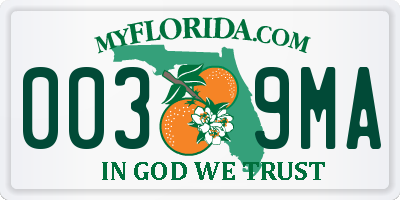 FL license plate 0039MA
