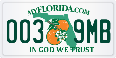 FL license plate 0039MB