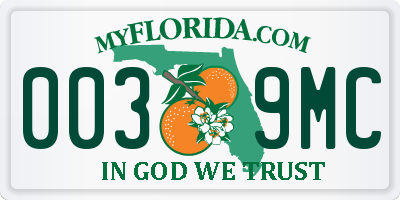 FL license plate 0039MC