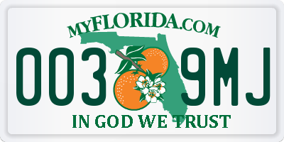 FL license plate 0039MJ