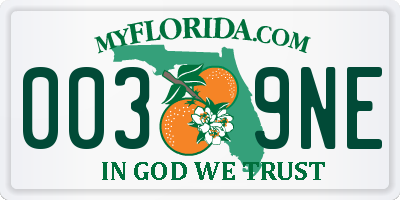 FL license plate 0039NE