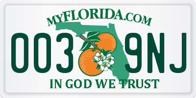 FL license plate 0039NJ