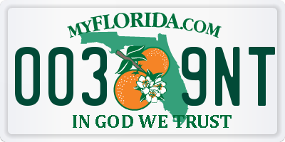 FL license plate 0039NT