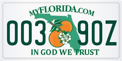 FL license plate 0039OZ