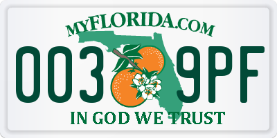 FL license plate 0039PF