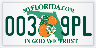 FL license plate 0039PL