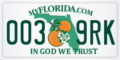 FL license plate 0039RK